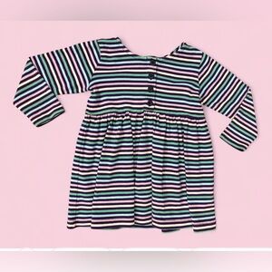 Hanna Andersson Multicolor Striped Long Sleeve Knit Dress Size 90 (2T)